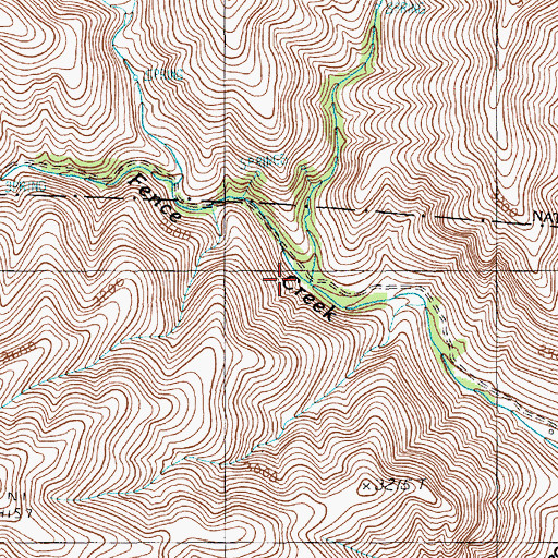 Topographic Map of East Fork Fence Creek, OR
