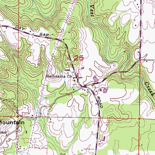 Topographic Map of Bethsadia Baptist Church, AL