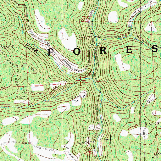 Topographic Map of East Fork Howard Creek, OR