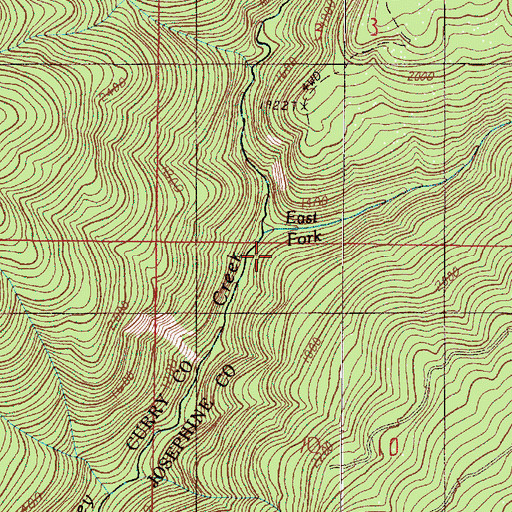 Topographic Map of East Fork Kelsey Creek, OR