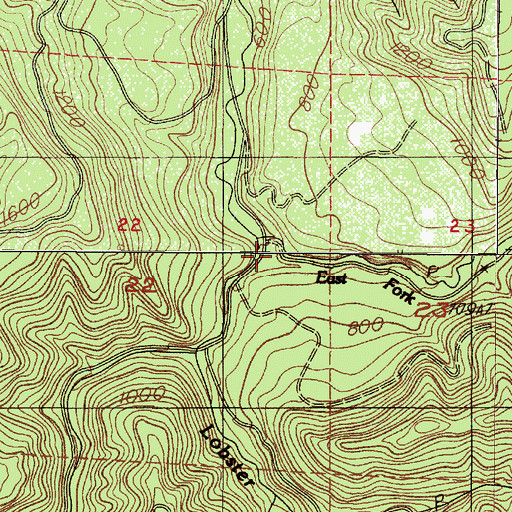 Topographic Map of East Fork Lobster Creek, OR