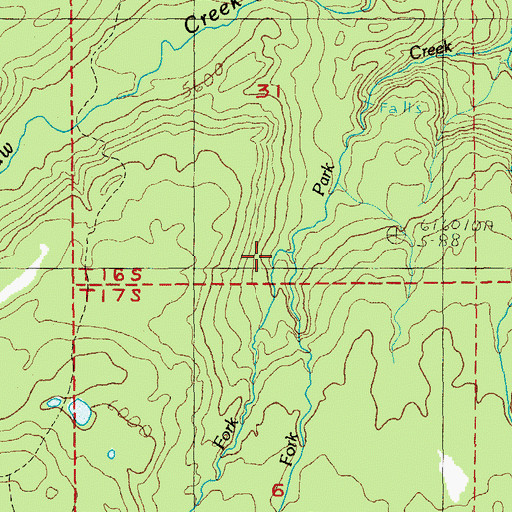 Topographic Map of East Fork Park Creek, OR