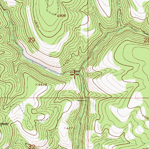Topographic Map of East Fork Peavine Creek, OR