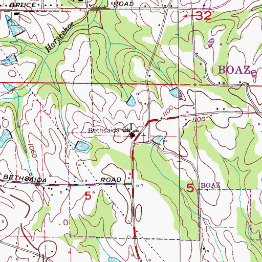 Topographic Map of Bethsaida Baptist Church, AL