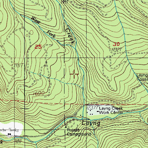 Topographic Map of East Fork Prather Creek, OR