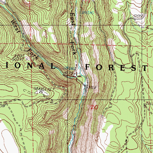 Topographic Map of East Fork Rattlesnake Creek, OR