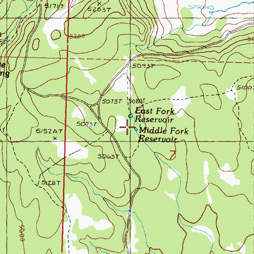 Topographic Map of East Fork Reservoir, OR