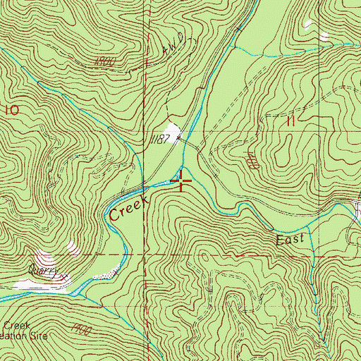 Topographic Map of East Fork Rock Creek, OR
