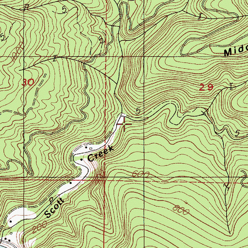 Topographic Map of East Fork Scott Creek, OR