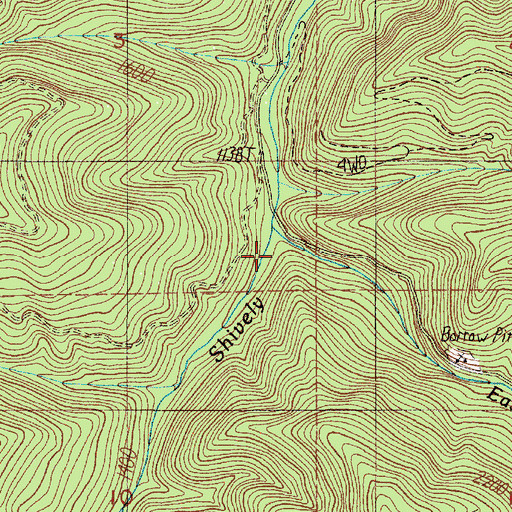 Topographic Map of East Fork Shively Creek, OR
