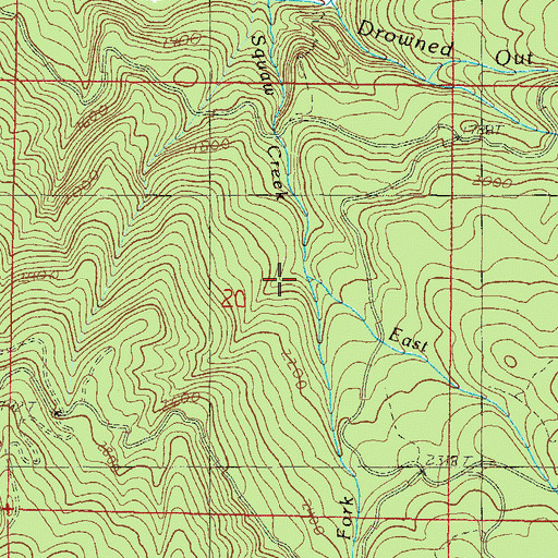 Topographic Map of East Fork Sru Creek, OR