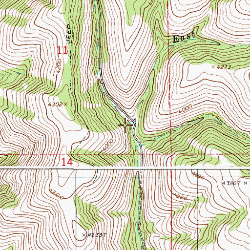 Topographic Map of East Fork Sumac Creek, OR
