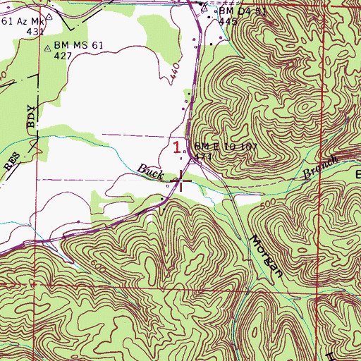 Topographic Map of Bethune Hollow, AL