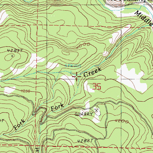 Topographic Map of East Fork Sunshine Creek, OR