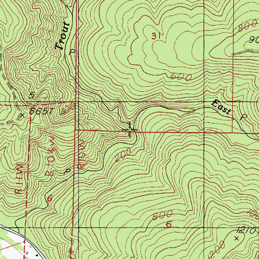 Topographic Map of East Fork Trout Creek, OR