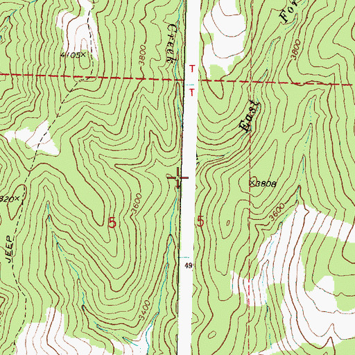 Topographic Map of East Fork Warrens Creek, OR