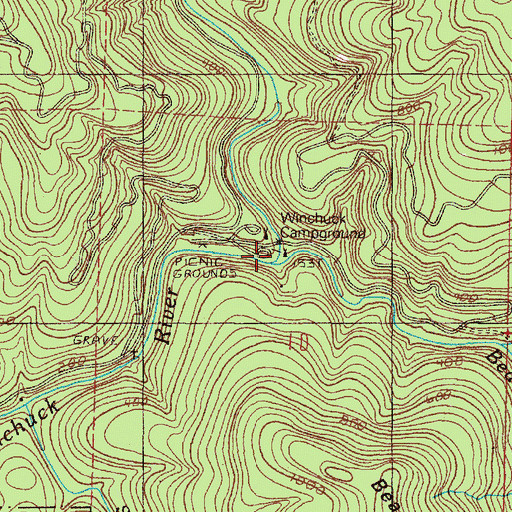 Topographic Map of East Fork Winchuck River, OR