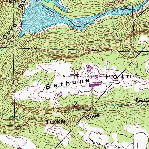 Topographic Map of Bethune Point, AL