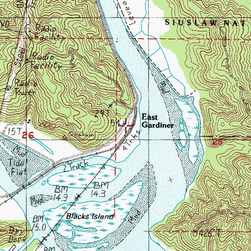 Topographic Map of East Gardiner, OR