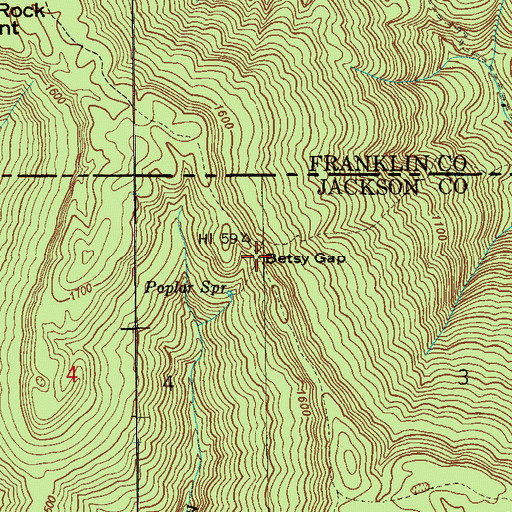 Topographic Map of Betsy Gap, AL