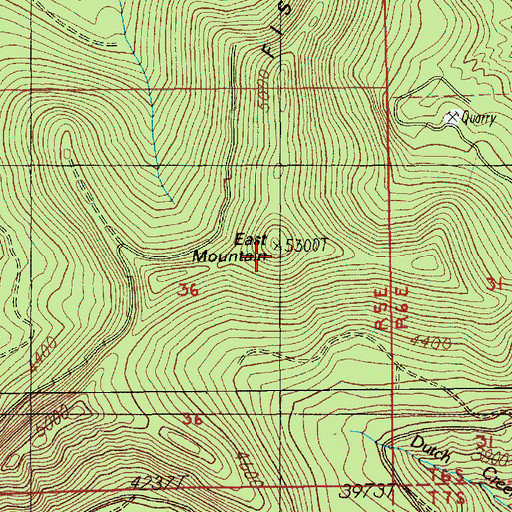 Topographic Map of East Mountain, OR
