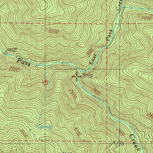 Topographic Map of East Pass Creek, OR