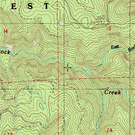 Topographic Map of East Rock Creek, OR