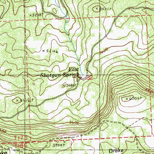 Topographic Map of East Shotgun Spring, OR