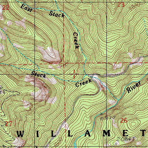 Topographic Map of East Stack Creek, OR
