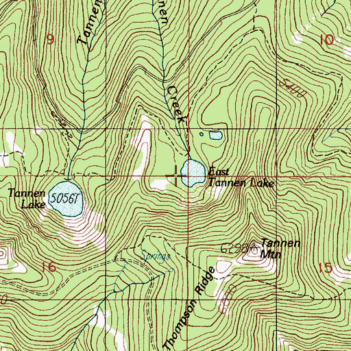 Topographic Map of East Tanner Lake, OR
