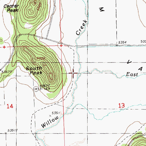 Topographic Map of East Willow Creek, OR