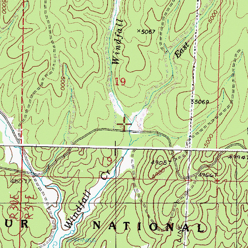 Topographic Map of East Windfall Creek, OR