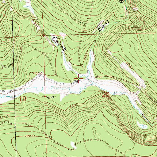 Topographic Map of East Witham Creek, OR