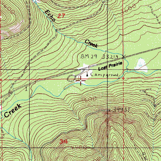 Topographic Map of Echo Creek, OR