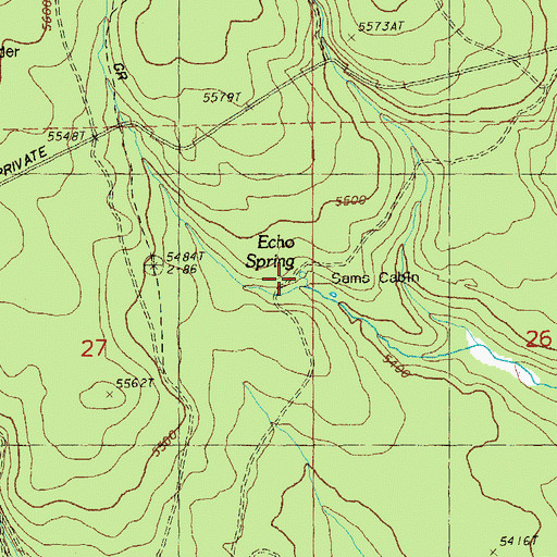 Topographic Map of Echo Spring, OR