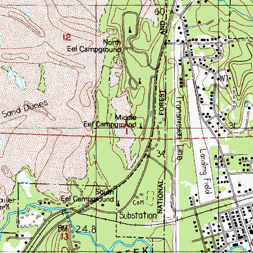 Topographic Map of Eel Creek Recreation Site, OR