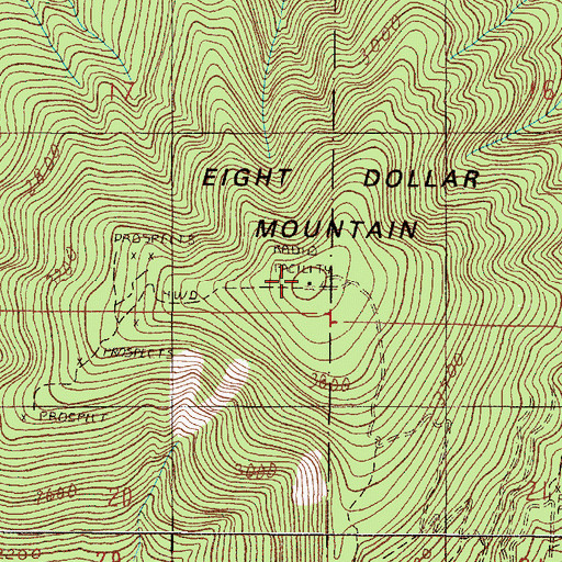 Topographic Map of Eight Dollar Mountain, OR