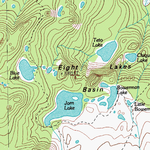 Topographic Map of Eight Lakes Basin, OR