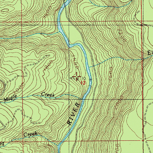 Topographic Map of Eighth Creek, OR
