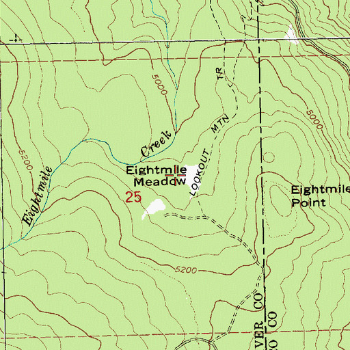 Topographic Map of Eightmile Meadow, OR