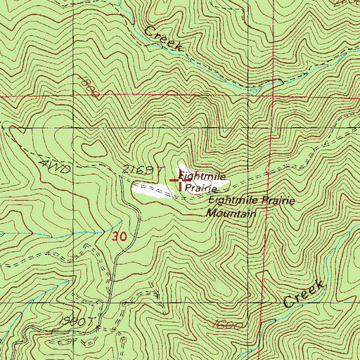 Topographic Map of Eightmile Prairie Mountain, OR