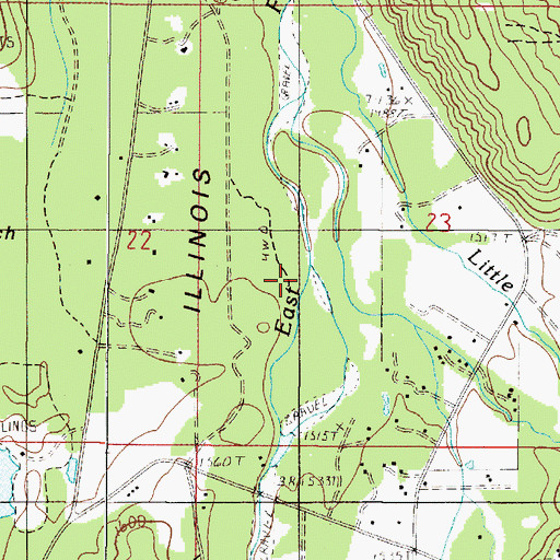 Topographic Map of Elder Creek, OR