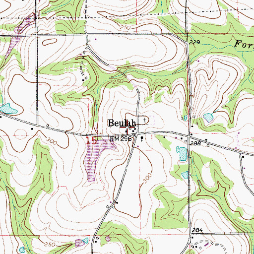 Topographic Map of Beulah, AL