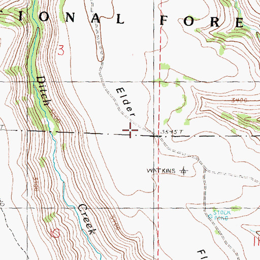 Topographic Map of Elder Flat, OR