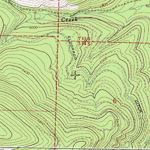 Topographic Map of Eldorado Ditch, OR