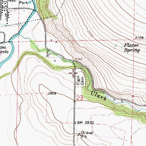 Topographic Map of Elgin Cemetery, OR