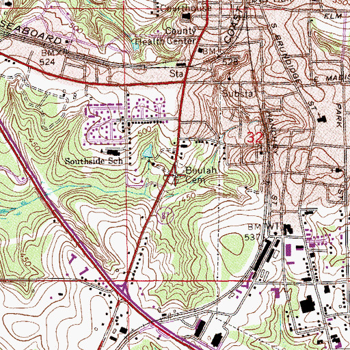Topographic Map of Beulah Cemetery, AL