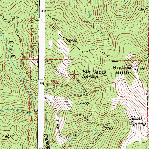 Topographic Map of Elk Camp Spring, OR