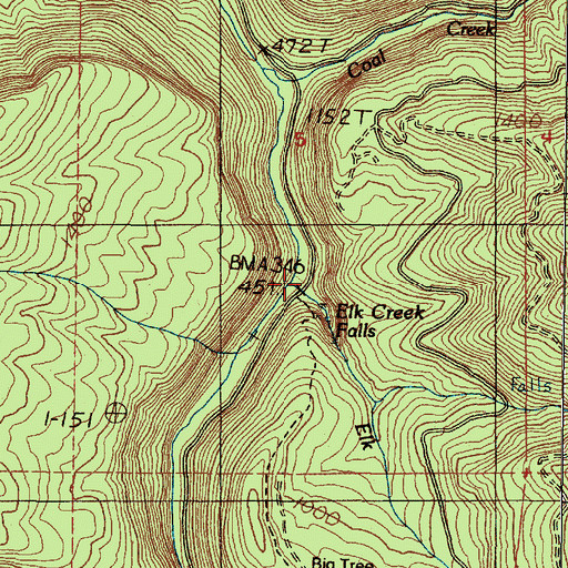 Topographic Map of Elk Creek, OR