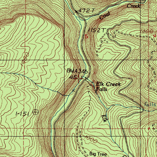 Topographic Map of Elk Creek Falls Recreation Site, OR